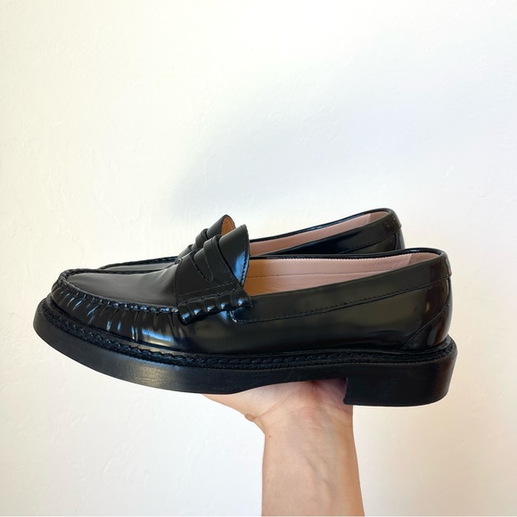J. Crew Rowan Black Leather Penny Loafers Slip On Business Casual Shoes Size 7 - Picture 3 of 8
